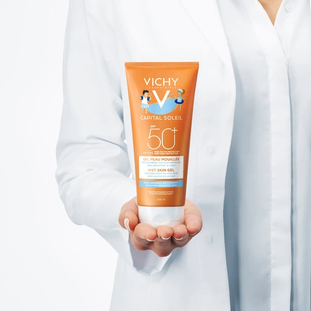 Сонцезахисний водостійкий гель Vichy Capital Soleil з технологією нанесення на вологу шкіру для чутливої шкіри дітей SPF 50+ 200 мл (3337875695206) - зображення 8
