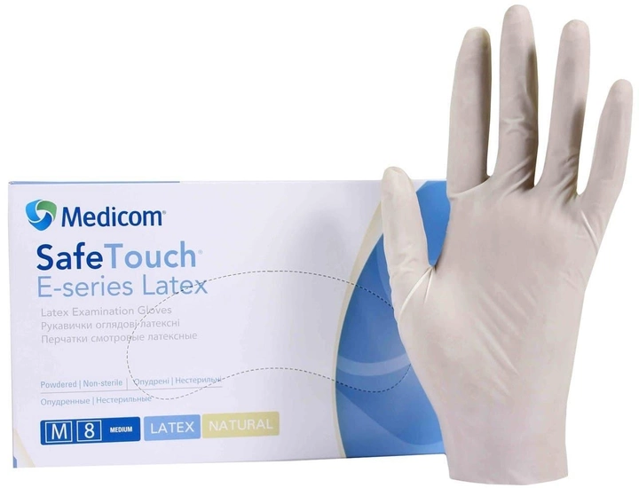 Перчатки латексные Медиком SafeTouch® E-Series опудренные (50 пар/упаковка) L - изображение 1