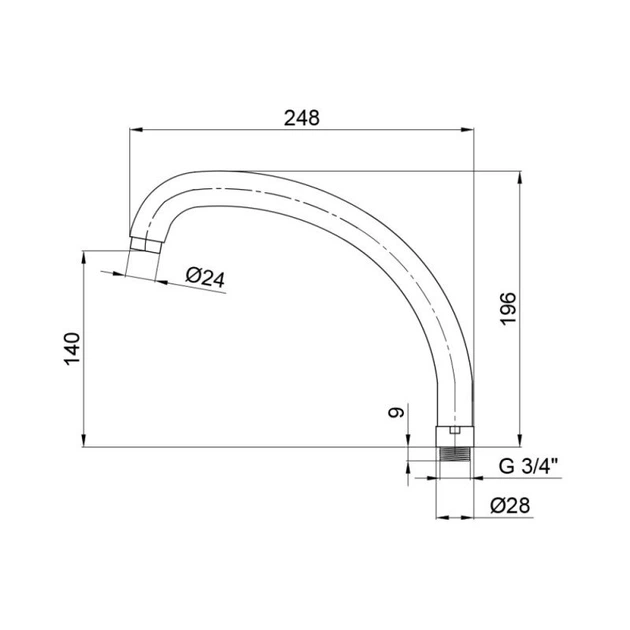 Носик для крана LIDZ круглый для кухни 25см хром 3/4\" LIDZCRM540127301 ...