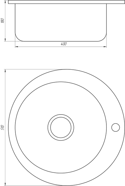  на кухню из нержавейки круглая MIRA 510мм x 510мм микротекстура 0 .