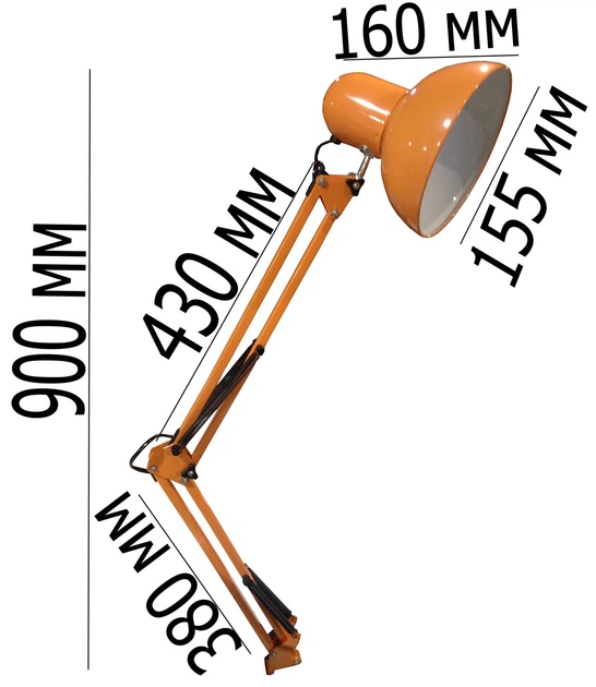 Настольная лампа на струбцине 60W E27 LU-074-1800 ORANGE (Оранжевая) - изображение 2