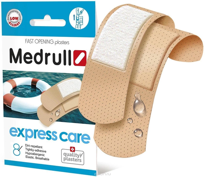 Пластир Medrull "Express Care", з полiмерного матерiалу, 7.2х2.5см, кількість 8шт. - изображение 1