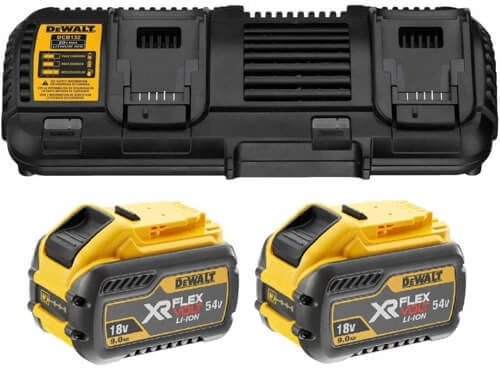 Зарядний пристрій DeWalt 10.8 В, 14.4 В, 18 В, 54 В, вихідний струм 4 А, 2 акумулятори (DCB132X2) - зображення 2