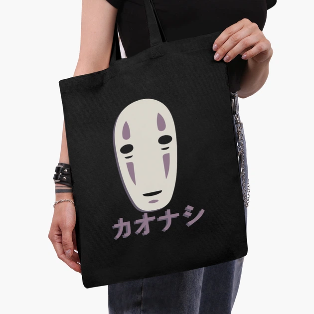 Эко сумка шоппер на молнии Унесённые призраками Безликий Бог Каонаси (Spirited Away Faceless God Kaonashi) (9227-2646) 41x35 см Черный - изображение 5