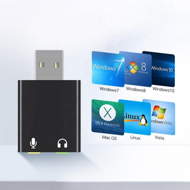 Звуковая карта Erston USB Sound Card 7.1 Channel, Black - изображение 7