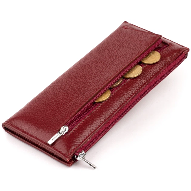 Горизонтальный тонкий кошелек из кожи женский ST Leather 19326 Бордовый - Фото 4 Горизонтальный тонкий кошелек из кожи женский ST Leather 19326 Бордовый - изображение 4