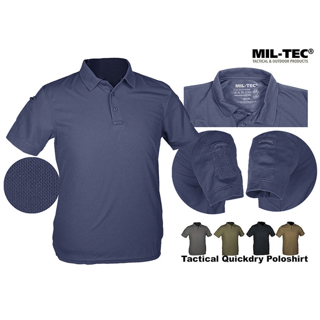 Тактическая потоотводящая футболка-поло Mil-tec темно-синяя размер 3XL (10961003_3XL) - изображение 2