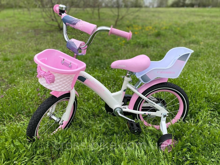 Дитячий велосипед Crosser Kids Bike 20 з кошиком Рожево-білий | Швидка ...