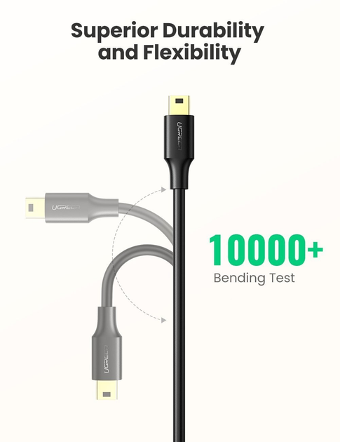 Ugreen cable USB - mini USB cable 480 Mbps 3 m black (US132 10386