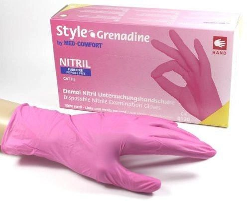 Медицинские нитриловые перчатки AMPri, 100 шт, 50 пар, размер S, розовые - изображение 1