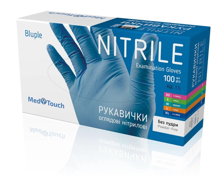 Медицинские нитриловые перчатки MedTouch, 100 шт, 50 пар, размер L - изображение 1