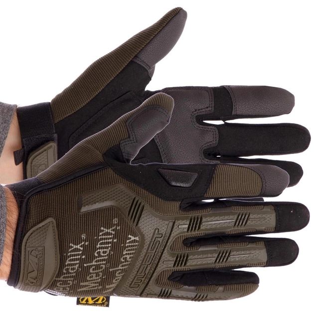 Плотные тактические перчатки MECHANIX на липучке Для рыбалки для охоты Оливковый АН-5629 размер L - изображение 1