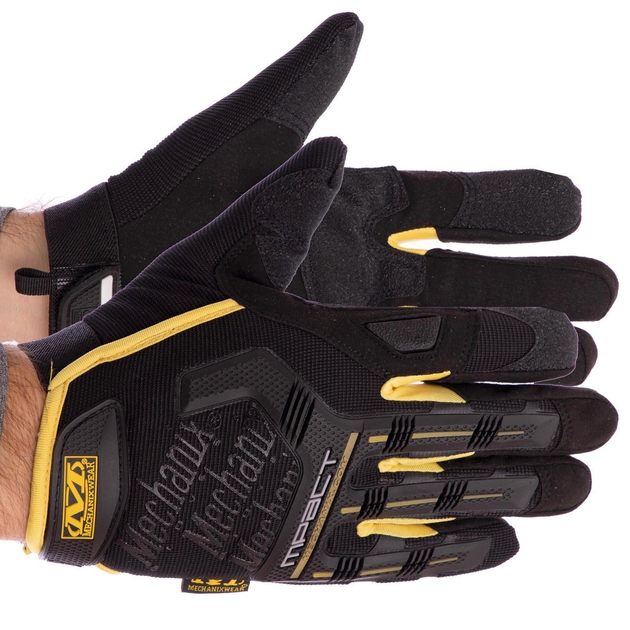 Щільні тактичні рукавички з захистом MECHANIX на липучці Для риболовлі для полювання Чорно-жовтий АН-5629 розмір M - зображення 1