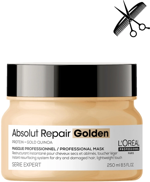 Профессиональная маска L'Oreal Professionnel Serie Expert Absolute Repair Gold для интенсивного восстановления поврежденных волос без утяжеления 250 мл (3474636975327) 