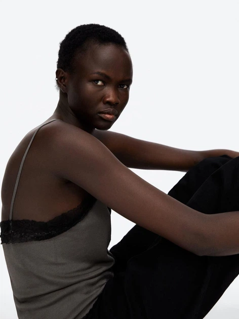 Топ жіночий Zara 3597/100/807-ACRP S Темно-сірий з чорним