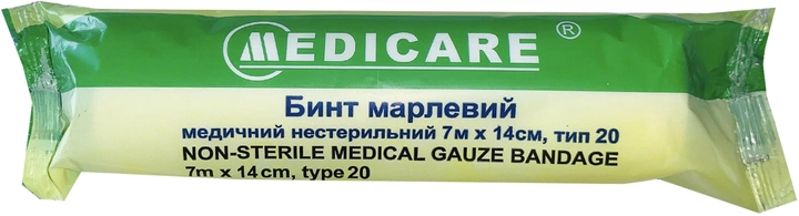 Бинт марлевый Medicare медицинский нестерильный 7 м х 14 см тип 20 (000005022) - изображение 1