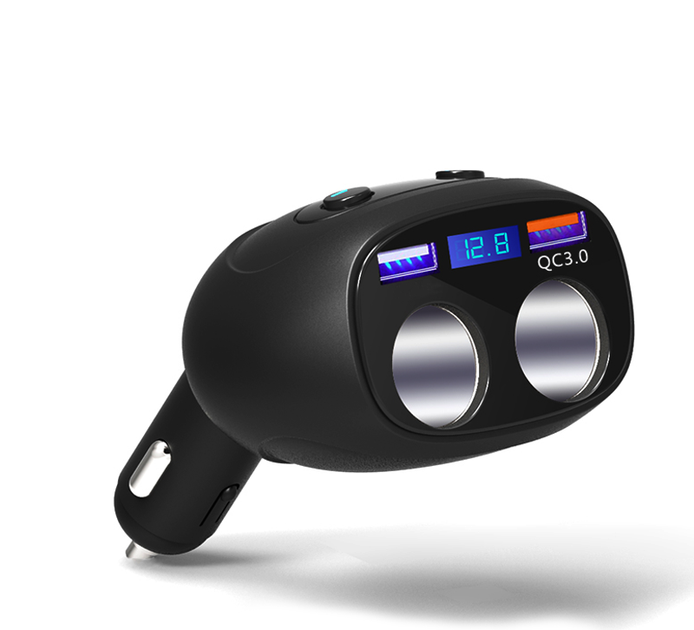 Автомобильный двойник разветвитель прикуриватель с вольтметром, USB ...