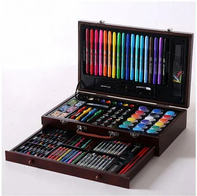 Набір для малювання та творчості в дерев'яній валізі 123 предмети - зображення 5