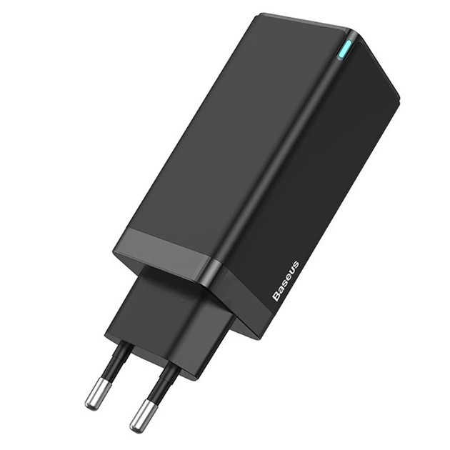 ‚Швидкий зарядний пристрій Baseus GaN Mini Quick Travel Charger 65W 2 Type-C + USB Type A PD 3.0 QC4.0 CCGAN-B01 black - зображення 2
