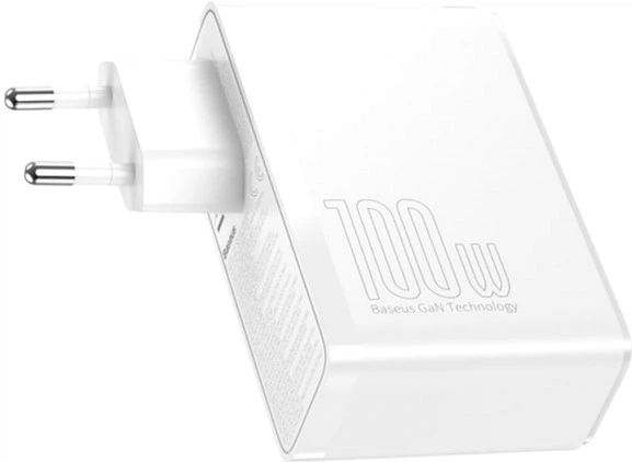 Мережевий зарядний пристрій Baseus GaN2 Pro Quick Charger 2C+2U 100 Вт EU White (CCGAN2P-L02) - зображення 4