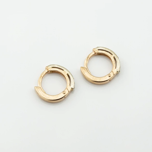 Золоті сережки-кільця з фіанітами 12467-1 Діамант - зображення 2