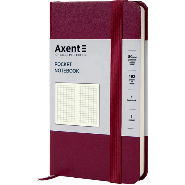 Книга записная Axent Partner 95 х 140 96 листов клетка обложка винная (8301-46-A) - изображение 2