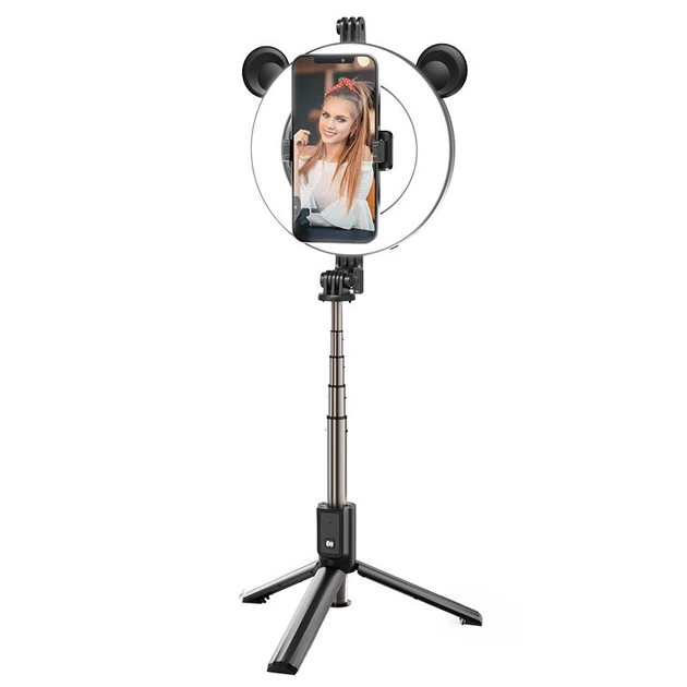 Кільцева лампа зі штативом триподом BOROFONE BY6 PerfectPic fill light live broadcast holder black - Фото 4 Кільцева лампа зі штативом триподом BOROFONE BY6 PerfectPic fill light live broadcast holder black - зображення 4
