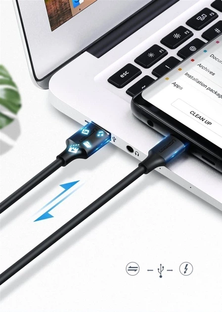 Kabel Ugreen US287 USB 2.0 to USB Type-C Cable Nickel Plating 3 A 3 m Black (6957303868261) - obraz 5