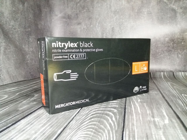 Перчатки нитриловые нестерильные неопудренные Nitrylex black L 100 шт черные - изображение 1