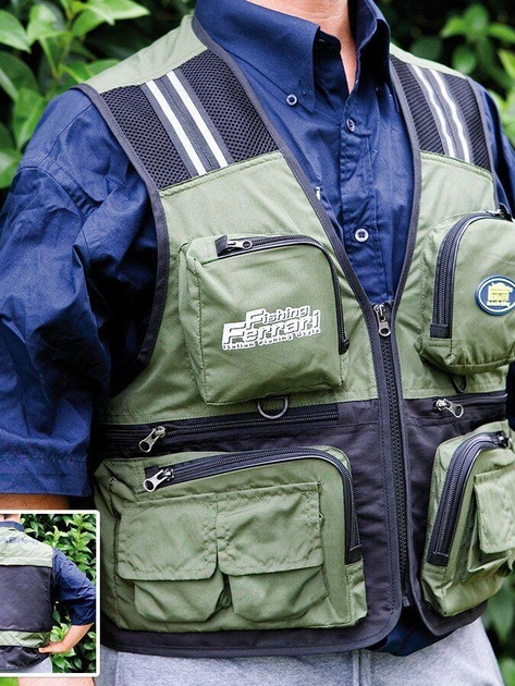 Розвантажувальний жилет Lineaeffe FF Green Fishing Vest 9000009 M Зелений - зображення 1