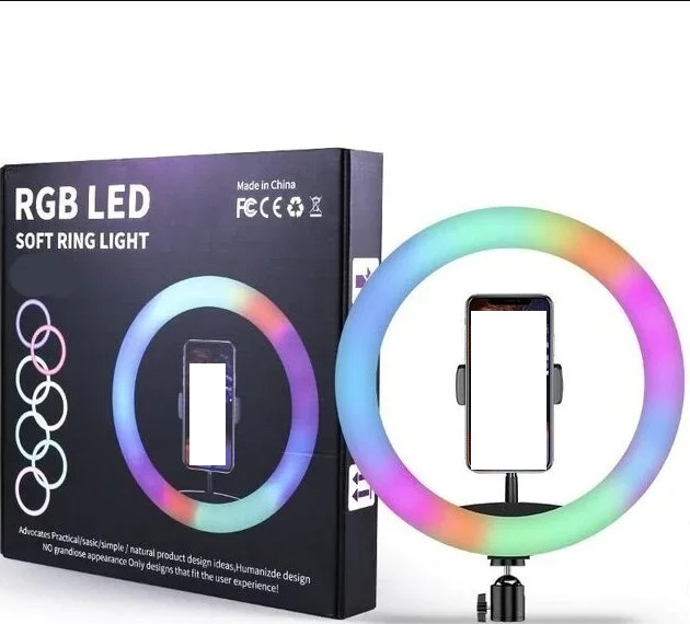 Кольцевая лампа RGB LED с держателем для телефона SOF MJ26 диаметр 26 см без штатива (39485734SM) - изображение 3