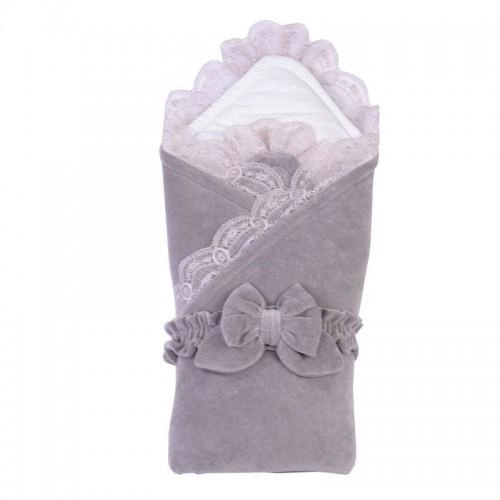 Конверт-ковдра для новонароджених Baby Veres Velour lace taup grey 80х80 см
