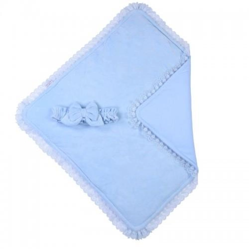 Конверт-ковдра для новонароджених Baby Veres Velour lace medium blue 80х80 см
