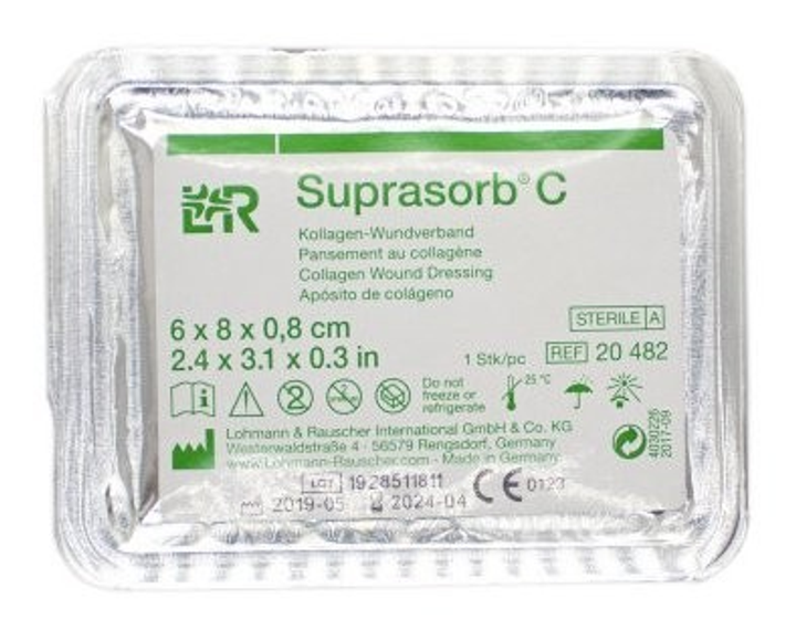 Пов'язка колагенова, стерильна Suprasorb® С; 6 х 8 x 0.8 сm(см); 5шт/пак - зображення 2