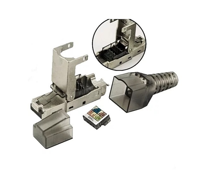 Штекер компьютерный RJ45, в экране CAT-7, (8р8с), Kingda, Gold 24K ...