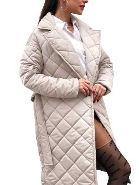 Пальто стеганное женское Lingeriya L 90 с капюшоном XL молочное от ...