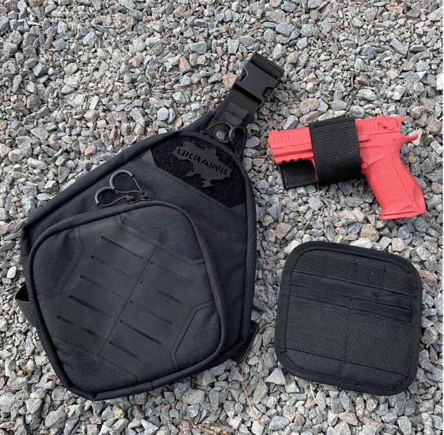 Тактична сумка для прихованого носіння Scout Tactical EDC ambidexter bag black + органайзер і кобура в комплекті - зображення 1