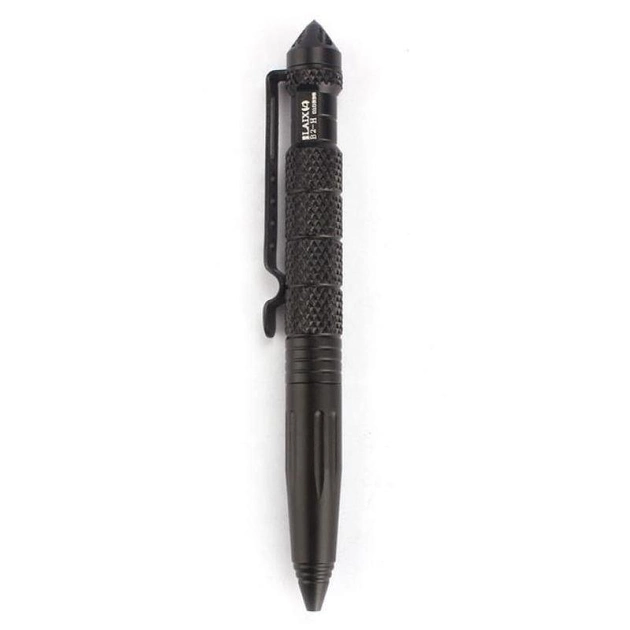 Тактична ручка зі склобоєм Laix B2-H з авіаційного алюмінію, чорна (100252) - зображення 1