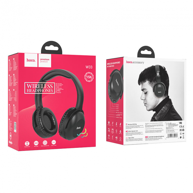 Беспроводные наушники Bluetooth HOCO W33 Art sount BT headset Black - Фото 3 Беспроводные наушники Bluetooth HOCO W33 Art sount BT headset Black - изображение 3