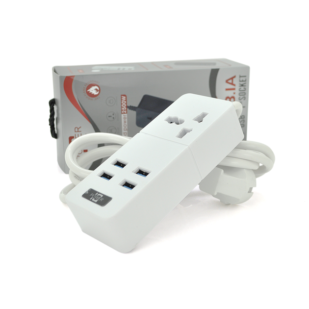 Сетевой фильтр ТВ-Т06, 1 розетка + 4 USB, 2 м, сечение 3х0,75мм,/White ...