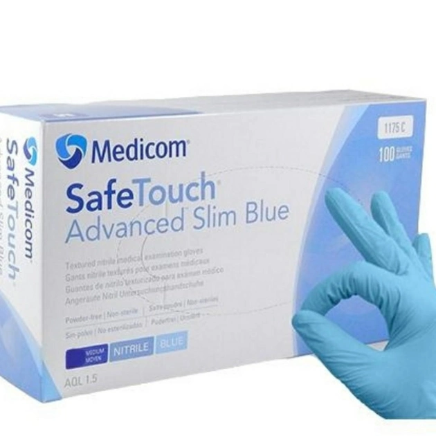 Рукавиці нітрилові Medicom р. XS голубі - зображення 1