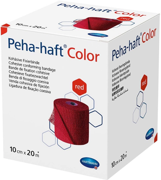 Бинт когезивний фіксувальний Hartmann Peha-haft Color червоний 10 см x 20 м 1 шт. (9324622) - зображення 1