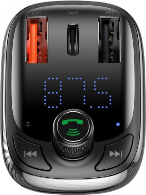 FM-трансмітер Baseus T Typed S-13 Bluetooth MP3 Charger Black (CCTM-B01) [60615] - зображення 4