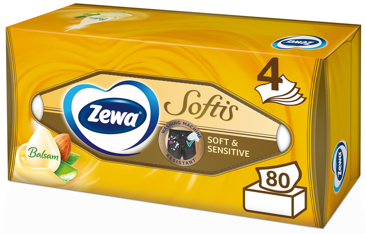 Салфетки косметические Zewa Softis 4 слоя 80 шт (7322540926279) – в ...