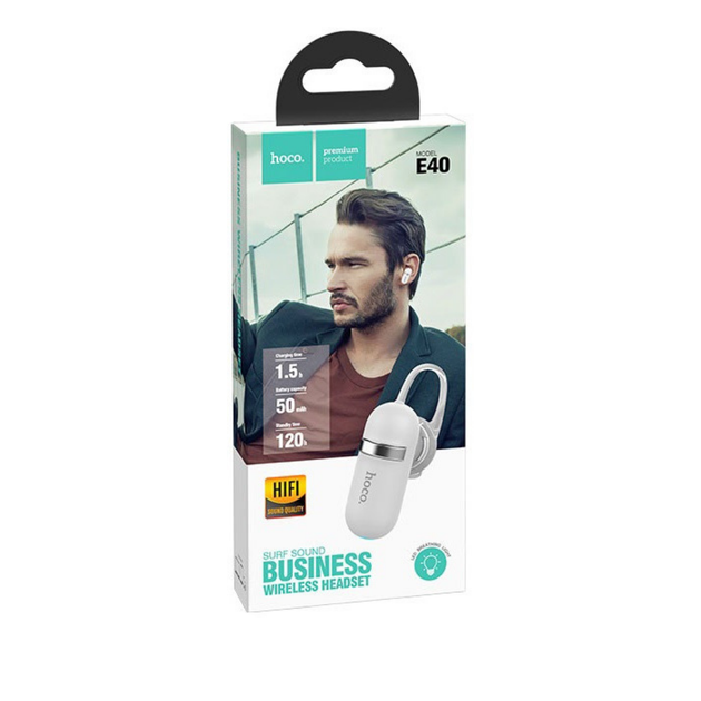 Беспроводная гарнитура Hoco E40 Surf sound business wireless headset White - Фото 2 Беспроводная гарнитура Hoco E40 Surf sound business wireless headset White - изображение 2