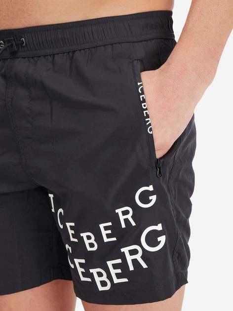 Шорти пляжні чоловічі Iceberg Medium Boardshort ICE1MBM06 L Чорні (8051884147178) - зображення 3
