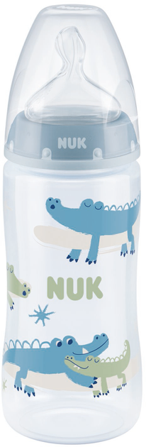 Пляшечка NUK First Choice Plus Крокодили 300 мл Синя (4008600418160) - зображення 1