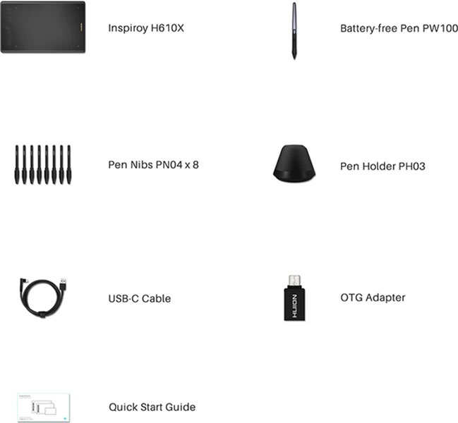 Графічний планшет Huion Inspiroy H610X + рукавичка - зображення 4