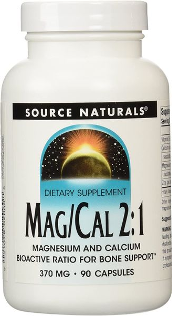 Магний и кальций 2:1 Mag/Cal 2:1 Source Naturals 370 мг 90 капсул ...