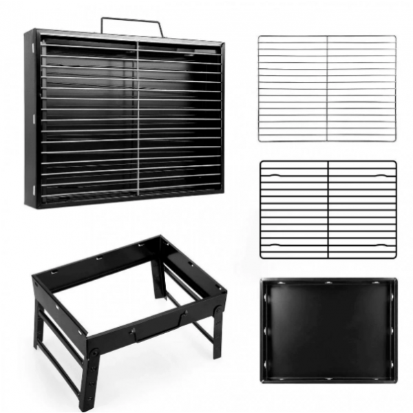 Складной барбекю гриль BBQ Grill черный, портативный мангал, жаропрочный из нержавеющей стали (ip100122) - изображение 6